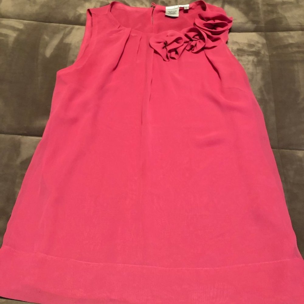 Pink Chiffon Tank w/Floral Detail